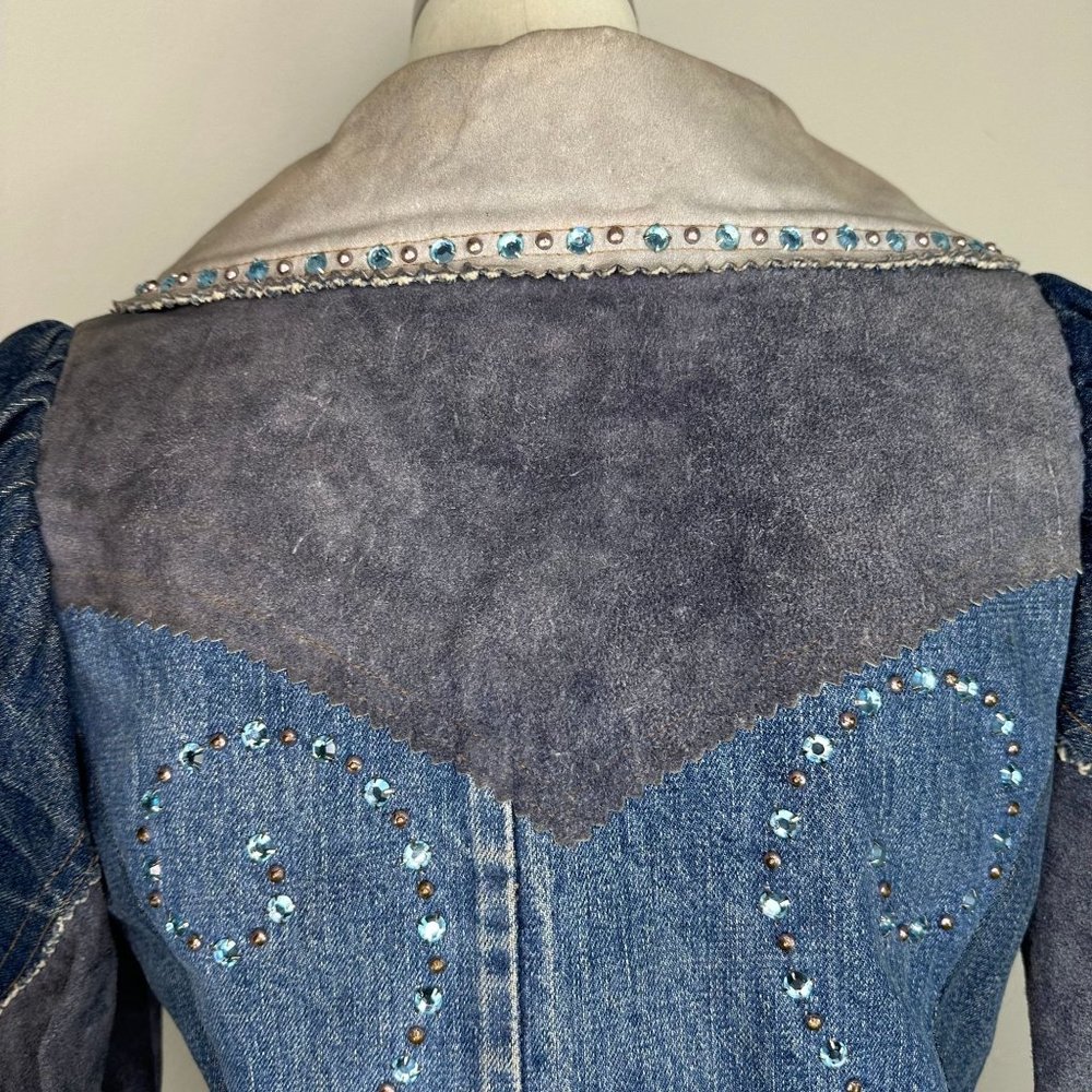 ❌SOLD❌Vintage 1970s Love Melody Denim and Leather Patchwork Jacket, Levi's - Picture 5 of 9